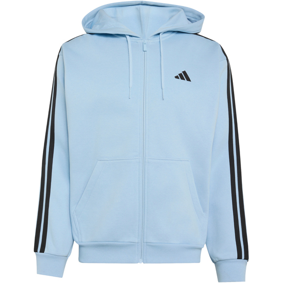 Bluza męska adidas Essentials 3-Stripes Fleece Full-Zip Hoodie błękitna KY4143