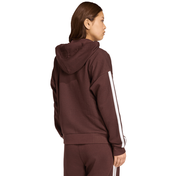 Bluza damska adidas Essentials 3-Stripes Full-Zip Fleece Hoodie brązowa JY3082