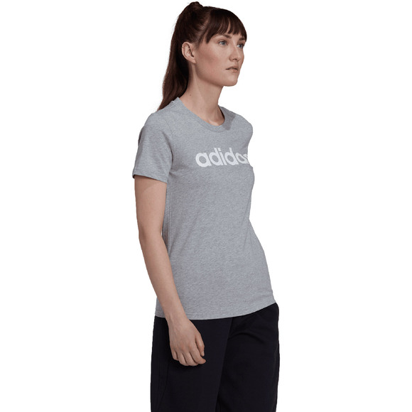 Koszulka damska adidas Loungwear Essentials Slim Logo szara HL2053