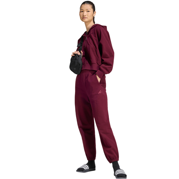 Spodnie damskie adidas Kit Small Logo Regular Cuffed bordowe KU7936