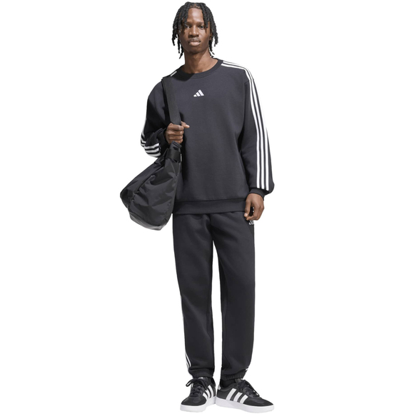 Spodnie męskie adidas Essentials 3-Stripes Fleece Tapered Cuffed czarne KY6526