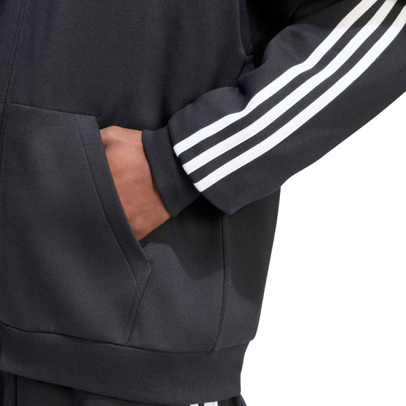 Bluza męska adidas Essentials 3-Stripes Fleece Full-Zip Hoodie czarna KY6559