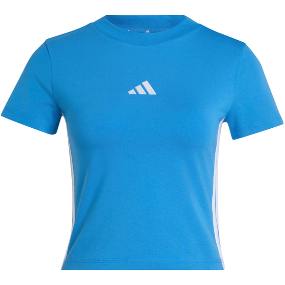 Koszulka damska adidas Essentials 3-Stripes Slim Baby jasnoniebieska KD2341