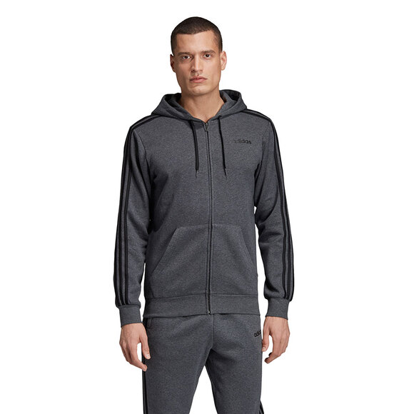 Bluza męska adidas Essentials 3 Stripes Fullzip Fleece szara DX2528