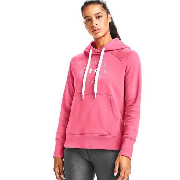 Bluza sportowa damska Under Armour Rival Fleece Metallic Hoodie różowa 1356323 668