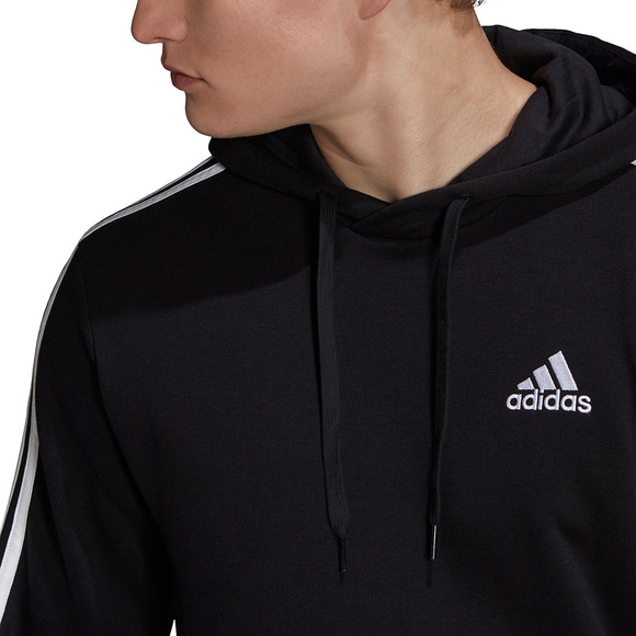 Bluza męska adidas Essentials Fleece 3-Stripes Hoodie czarna GK9072