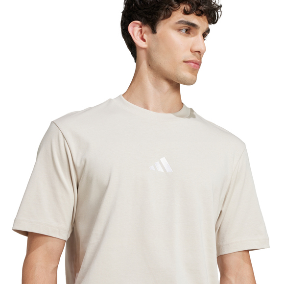 Koszulka męska adidas Essentials Small Logo Single Jersey beżowa JD1779