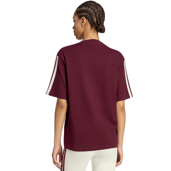 Koszulka damska adidas Essentials 3-Stripes Boyfriend bordowa KX0793