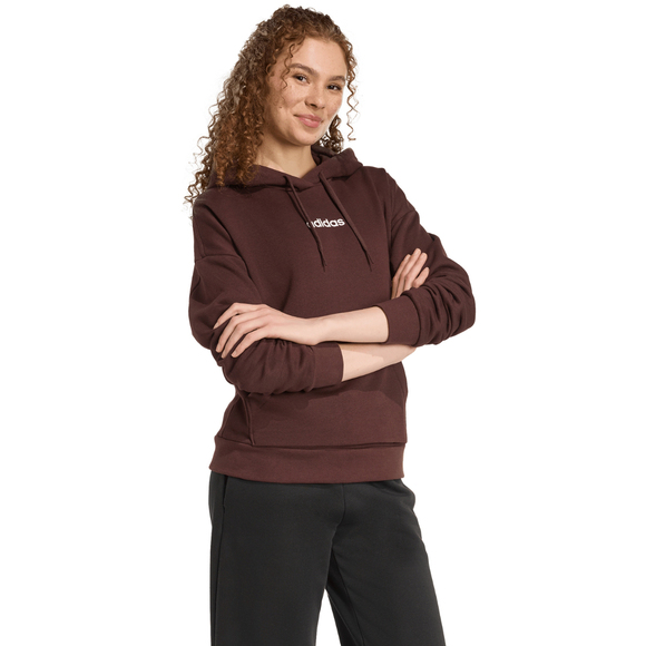 Bluza damska adidas Essentials Linear Fleece Hoodie brązowa JY4905