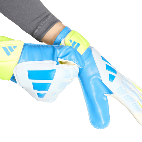 Rękawice bramkarskie dla dzieci adidas Predator Training biało-żółto-niebieskie KA7793