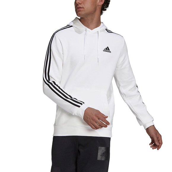 Bluza męska adidas Essentials Fleece 3-Stripes Hoodie biała GU2522