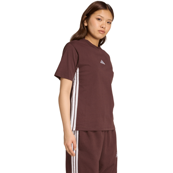 Koszulka damska adidas Essentials 3-Stripes Cotton brązowa JX7621