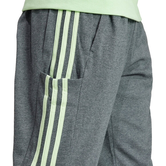 Spodnie męskie adidas Essentials Single Jersey Tapered Open Hem 3-Stripes ciemnoszare IS1367
