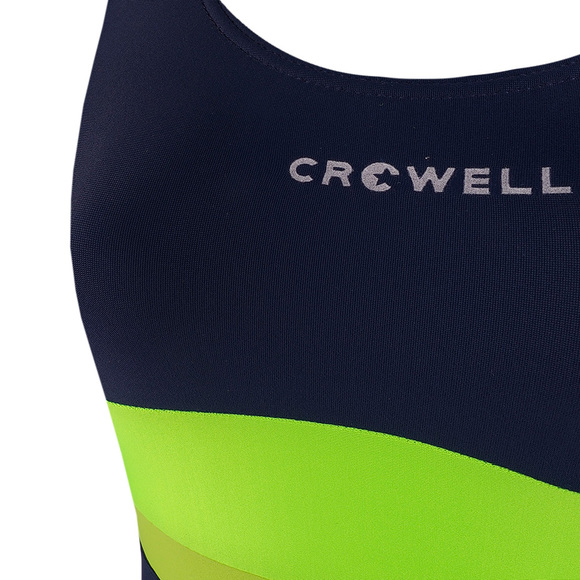 Kostium kąpielowy dla dziewczynki Crowell Swan kol.02 granatowo-limonkowo-zielony 