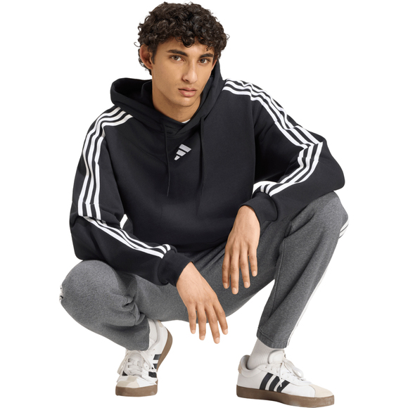 Bluza męska adidas Essentials 3-Stripes French Terry Hoodie czarna KY6605