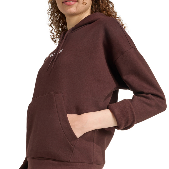 Bluza damska adidas Essentials Linear Fleece Hoodie brązowa JY4905