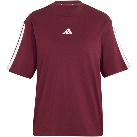 Koszulka damska adidas Essentials 3-Stripes Boyfriend bordowa KF6287