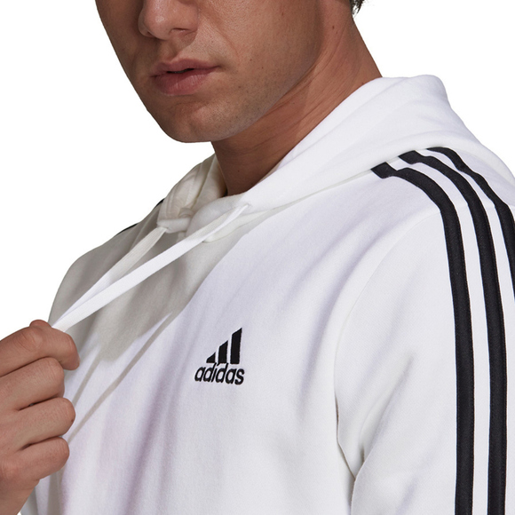 Bluza męska adidas Essentials Fleece 3-Stripes Hoodie biała GU2522