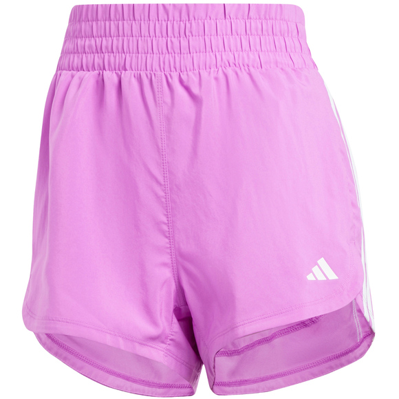 Spodenki damskie adidas Pacer Training 3-Stripes Woven High Rise różowe IX1079