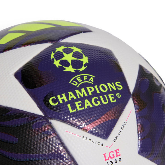 Piłka nożna adidas UCL 25/26 Final League J350 fioletowo-biała JX9098