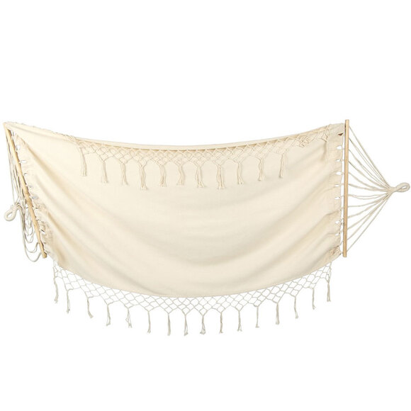 Hamak z frędzlami 1-osobowy 200 cm x 100 cm Maiami natura biały 1031200