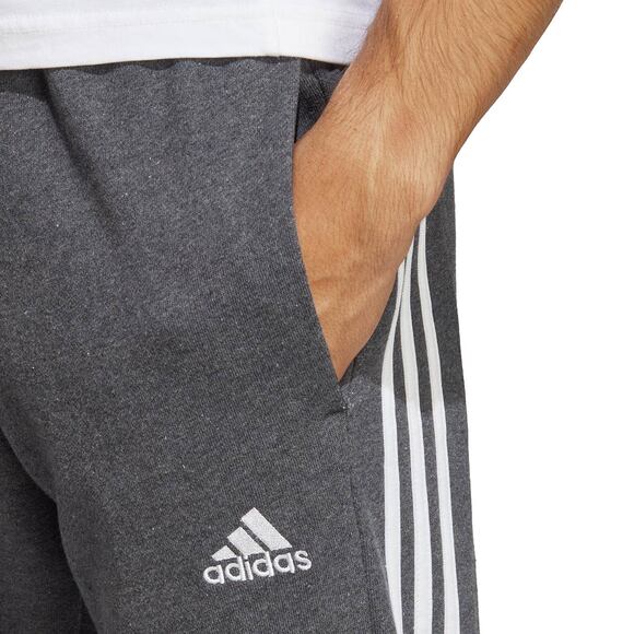 Spodnie męskie adidas Essentials French Terry Tapered Cuff 3-Stripes szare IC9408