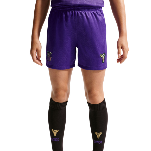Komplet piłkarski dla dzieci Nike FC Barcelona Stadium Away 2026/27 fioletowo-czarny II1649 505