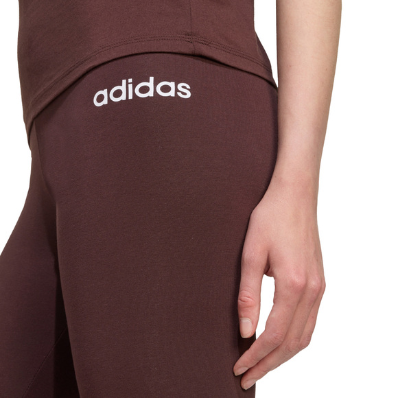 Legginsy damskie adidas Essentials Linear Cotton brązowe JY4886
