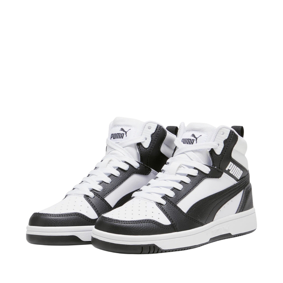 Buty dla dzieci Puma Rebound V6 Mid biało-czarne 393831 01