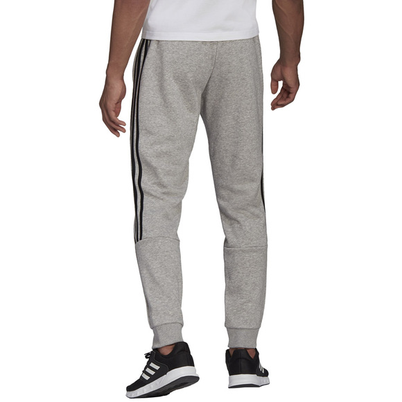 Spodnie męskie adidas Essentials Tapered Cuff 3 Stripes szare GK8976