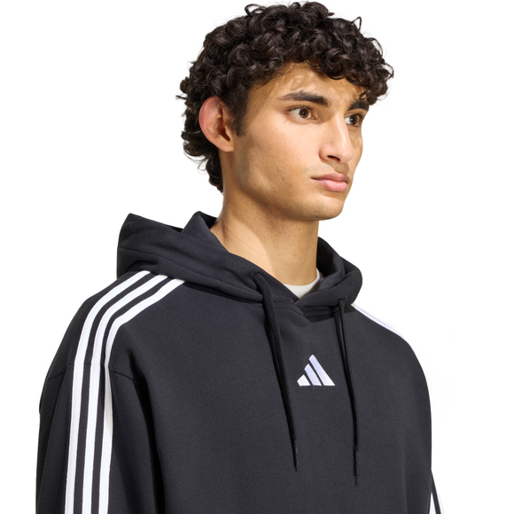 Bluza męska adidas Essentials 3-Stripes French Terry Hoodie czarna KY6605