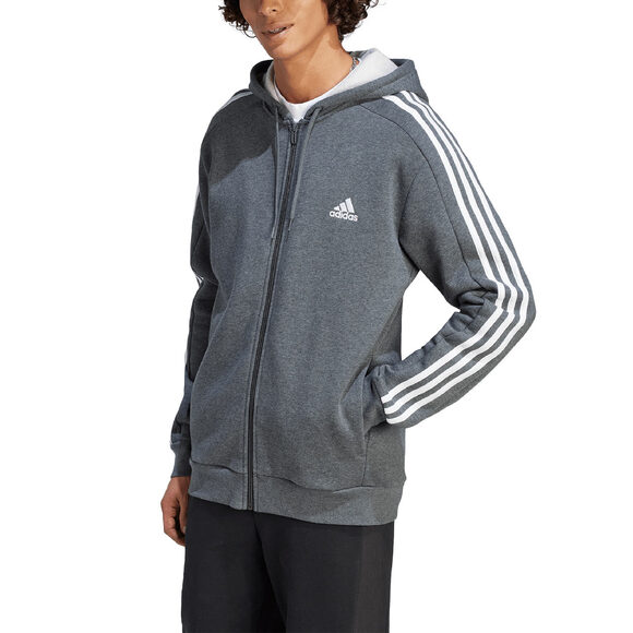 Bluza męska adidas Essentials Fleece 3-Stripes Full-Zip szara IJ6480