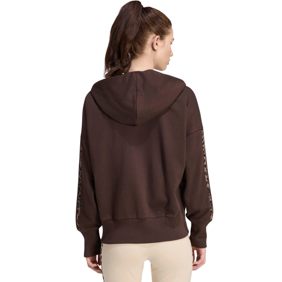 Bluza damska adidas Seasonal Essentials Animal Print 3-Stripes Full-Zip Hooded brązowa KV9299