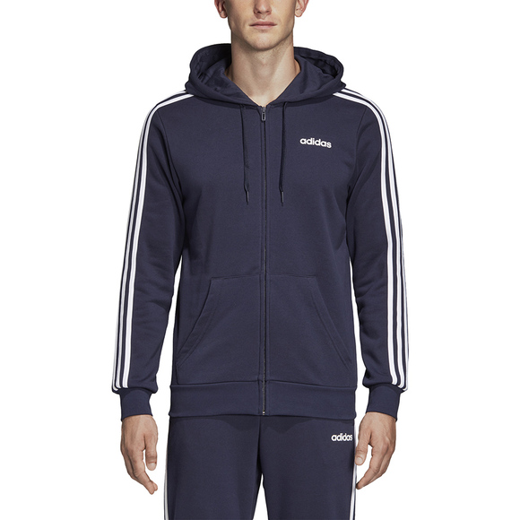 Bluza męska adidas Essentials 3 Stripes FZ FT granatowa DU0471