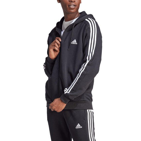 Bluza męska adidas Essentials Fleece 3-Stripes Full-Zip czarna IB4029