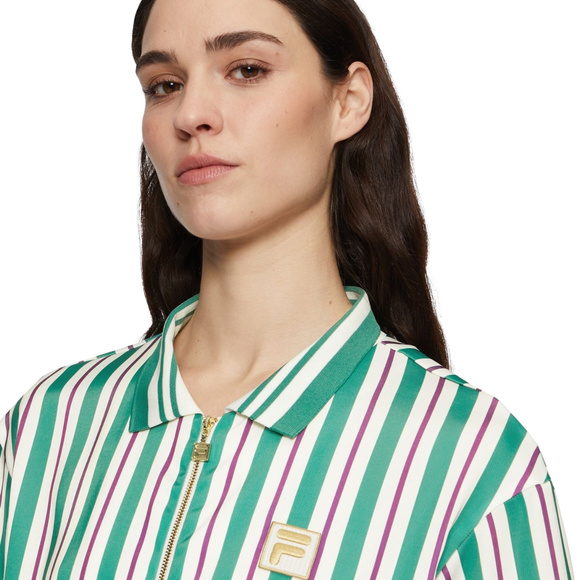 Koszulka damska polo Fila Lassance zielono-kremowa FAW0996 13382 