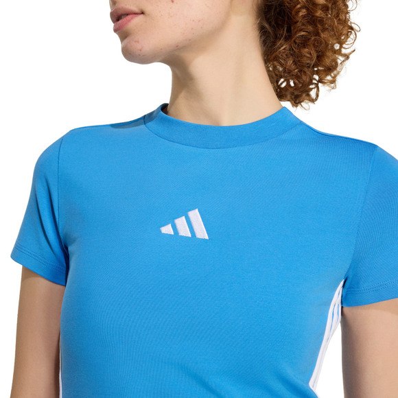 Koszulka damska adidas Essentials 3-Stripes Slim Baby jasnoniebieska KD2341
