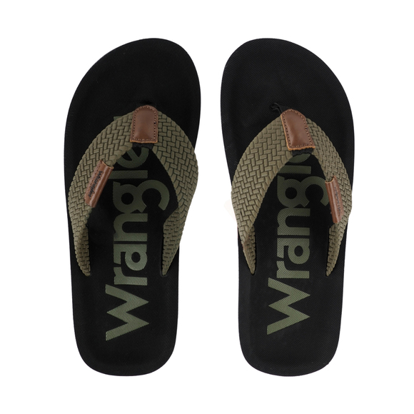 Klapki męskie Wrangler Zane Flipflop czarno-oliwkowe 20261061 58C