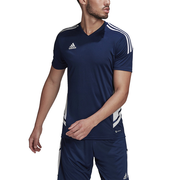 Koszulka męska adidas Condivo 22 Jersey V-neck granatowo-biała HA6291