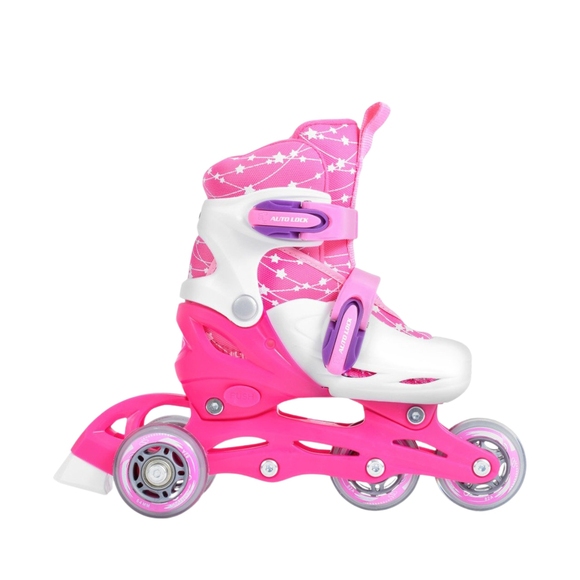 Zestaw łyżworolki Combo Monster,kask,kpl ochraniaczy,plecak Smj 30-33 różowy