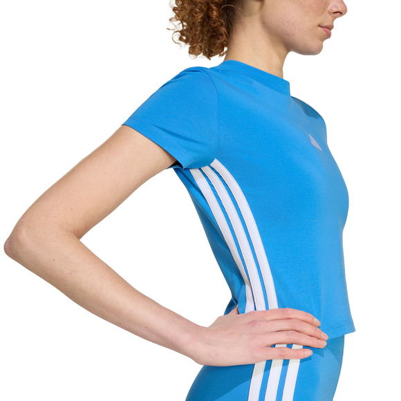 Koszulka damska adidas Essentials 3-Stripes Slim Baby jasnoniebieska KD2341