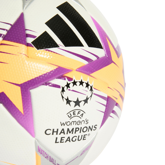 Piłka nożna adidas UCL Womens League 26/27 League Stage biało-pomarańczowo-srebrna KE5142