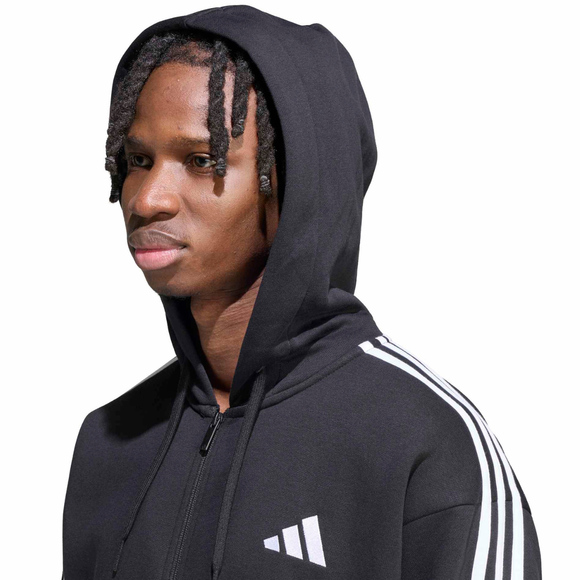 Bluza męska adidas Essentials 3-Stripes Fleece Full-Zip Hoodie czarna KY6559
