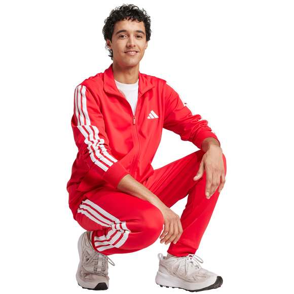 Dres męski adidas Sportswear Basic 3-Stripes Tricot czerwony JX8731