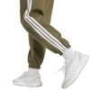 Spodnie damskie adidas Essentials 3-Stripes Fleece Loose-Fit oliwkowe JX7698