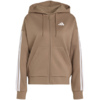 Bluza damska adidas Essentials 3-Stripes Full-Zip Fleece Hoodie jasny brąz KF6273