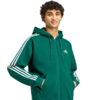 Bluza męska adidas Essentials 3-Stripes Fleece Full-Zip Hoodie zielona KZ1412
