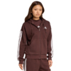Bluza damska adidas Essentials 3-Stripes Full-Zip Fleece Hoodie brązowa JY3082