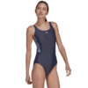 Kostium kąpielowy damski adidas Mid 3-Stripes Swimsuit granatowy HS5317