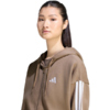 Bluza damska adidas Essentials 3-Stripes Full-Zip Fleece Hoodie jasny brąz KF6273
